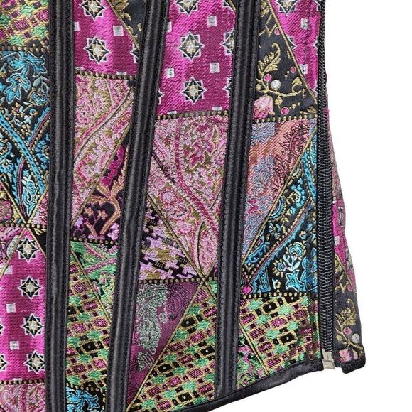 Women's Multicolor Two-Piece Lace Up Push-Up Tank Corset Bustier Size Large - Picture 3 of 10